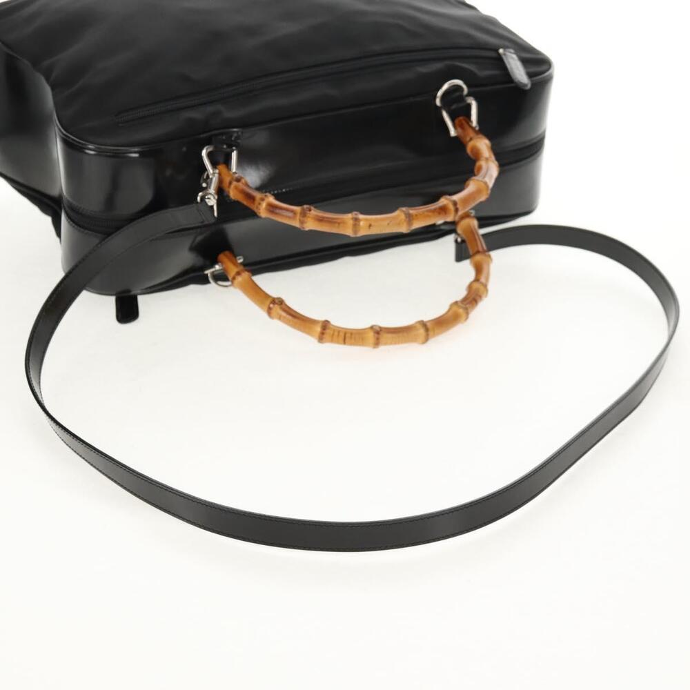 GUCCI Bamboo Hand Bag Nylon Enamel Black Silver 002 2040 0430 Auth bs31639 - Picture 8 of 16
